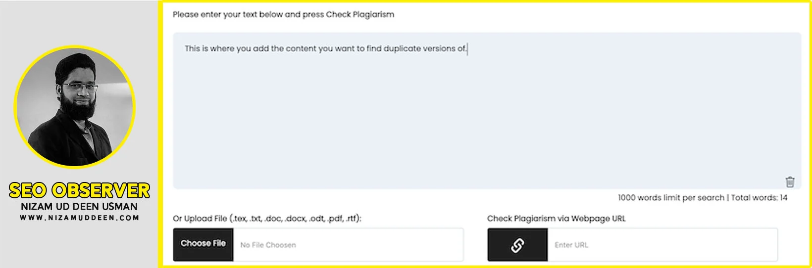 adding content to Duplichecker tool