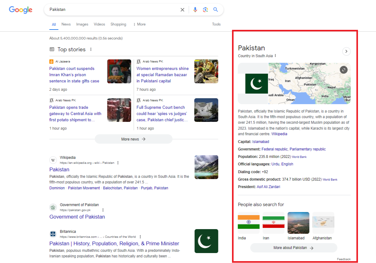Knowledge Panel in SERP