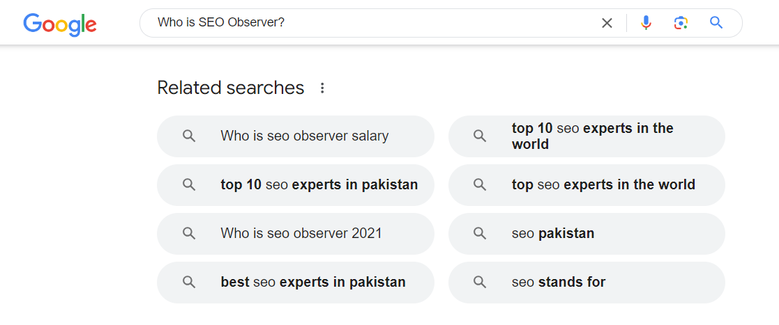 Related Searches in SERPs