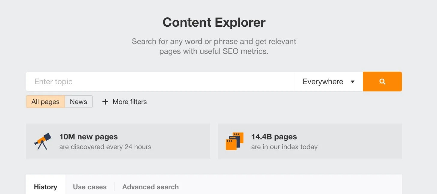 Ahrefs' Content Explorer Overview