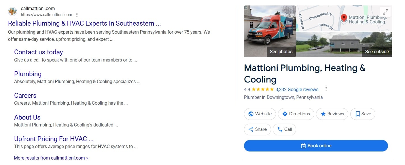 Plumbing Company with Complete Google Business Profile (GBP)