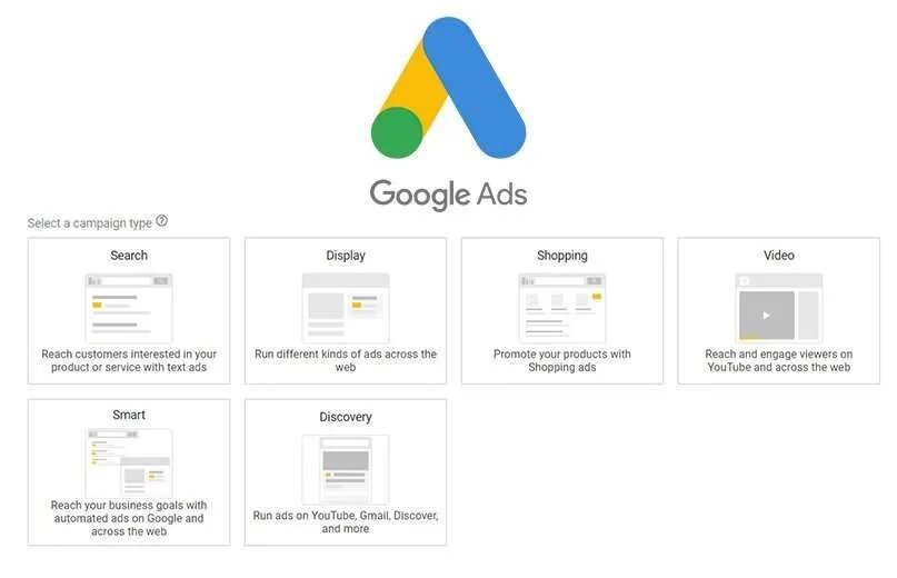 What are the main campaign types available for search ads?